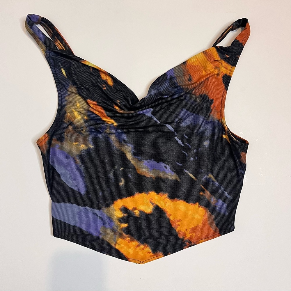 Urban Outfitters Black, Orange & Purple Cropped Tank Top